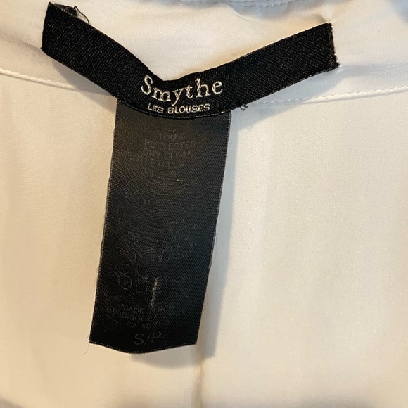 Smythe  White Draped Front faux Wrap Blouse Size Small - Picture 9 of 10